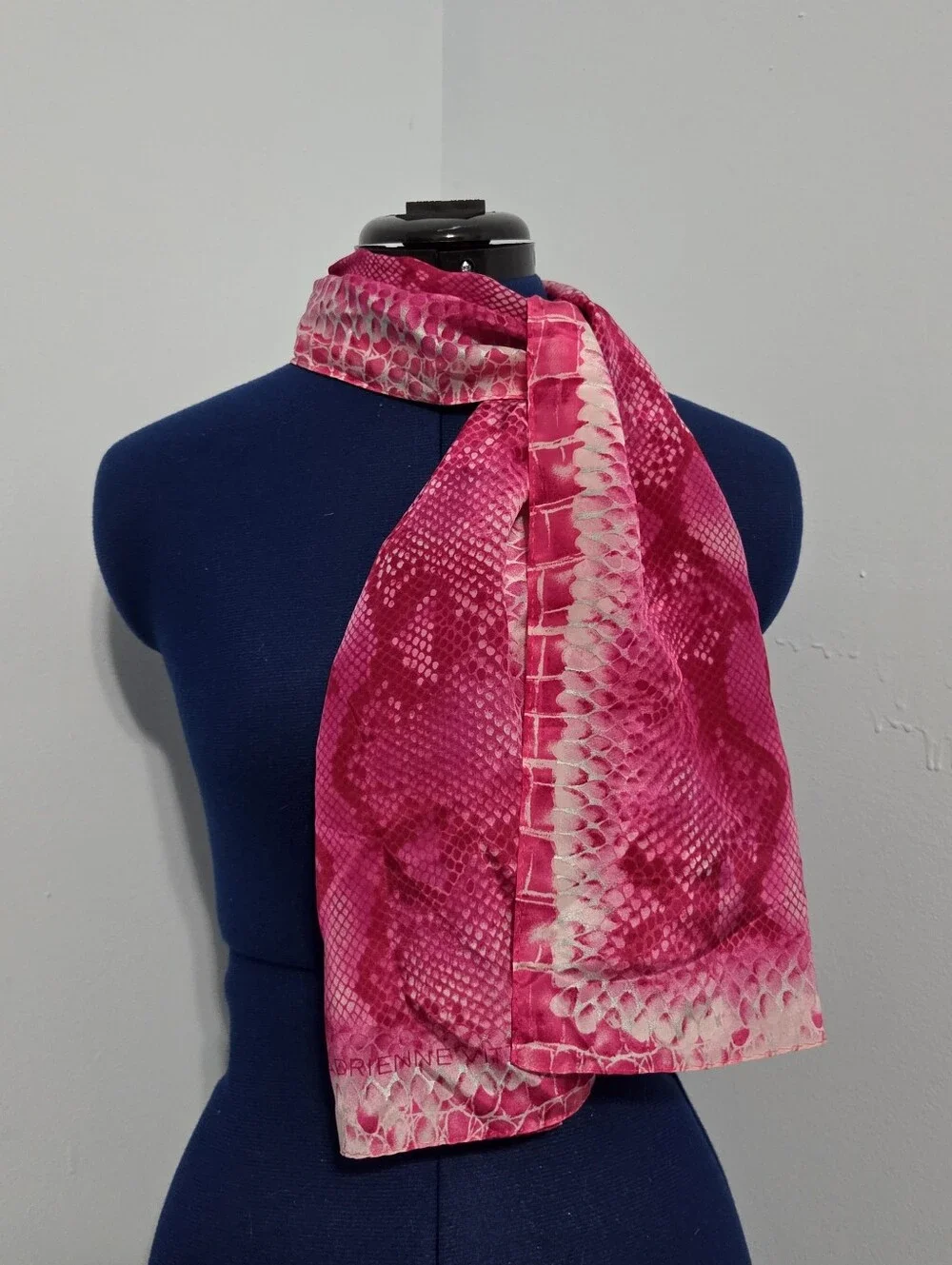Pink Snakeskin Print Silk Scarf